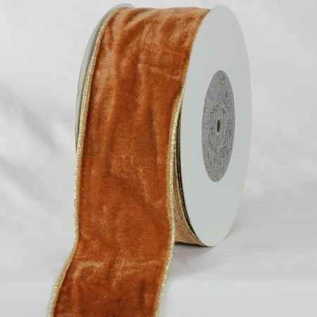 Amber Brown and Gold Colored Woven Edge Soft Velvet Ribbon 3
