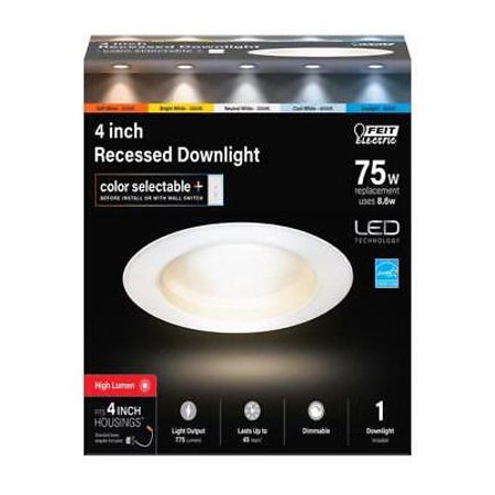 

Feit Electric White 4 in. W Aluminum LED Dimmable Recessed Downlight 75 W