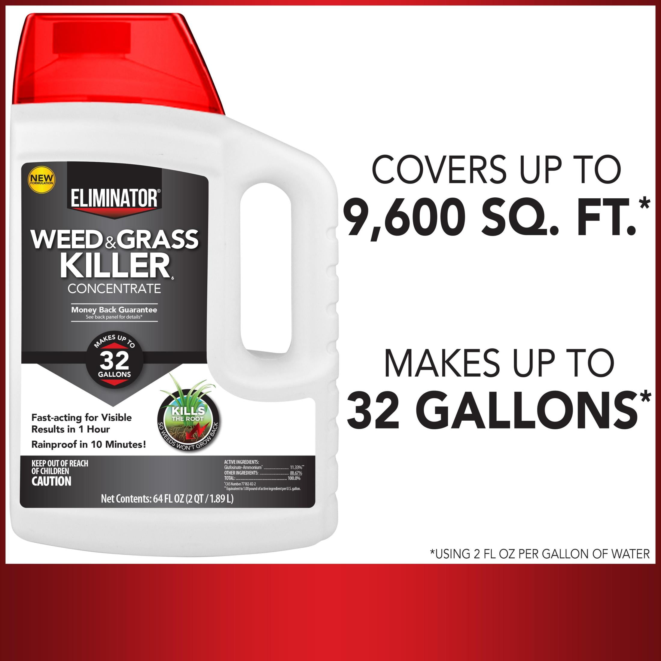 Eliminator Weed & Grass Killer Concentrate Herbicide, 64 Fl Oz, Kills Down to The Root