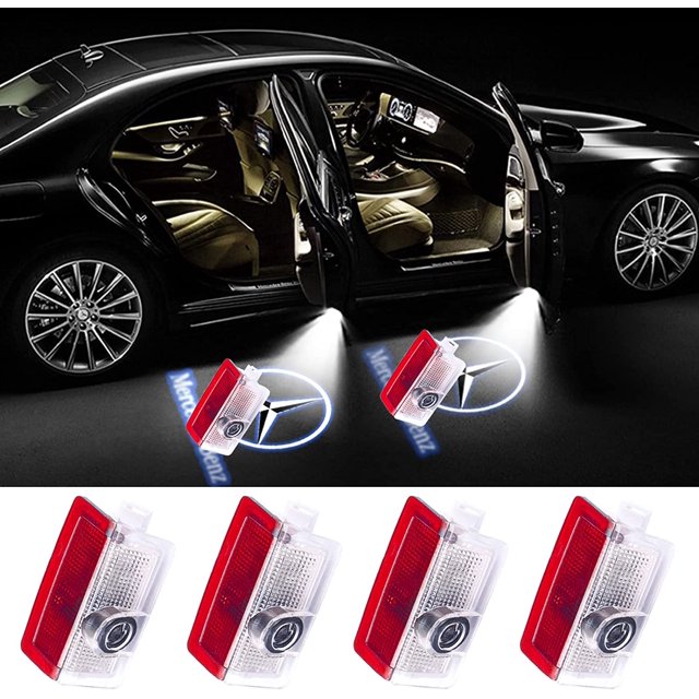 Luz de puerta con logotipo MB de 4 piezas, luz LED de bienvenida para puerta de coche, accesorios MB compatibles con A/B/C/E/M/GLA/GLB/GLC/GLE/GLS