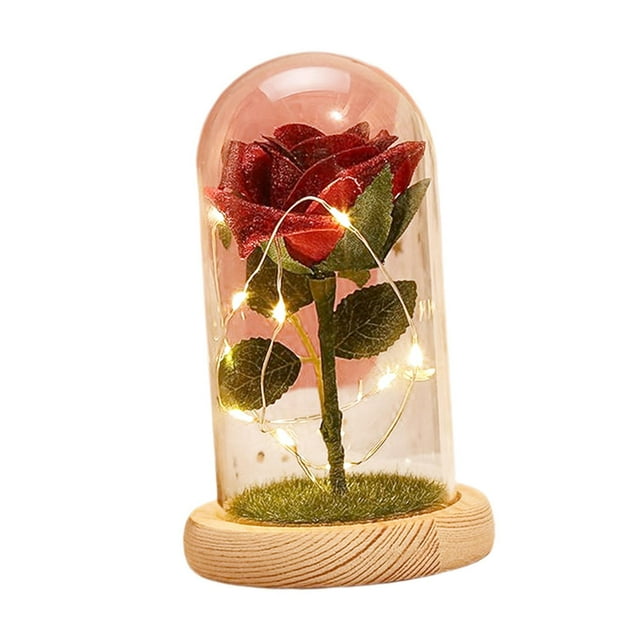 Rosa simulada Fernando Flor artificial iluminada con ramo de base decoración para el hogar