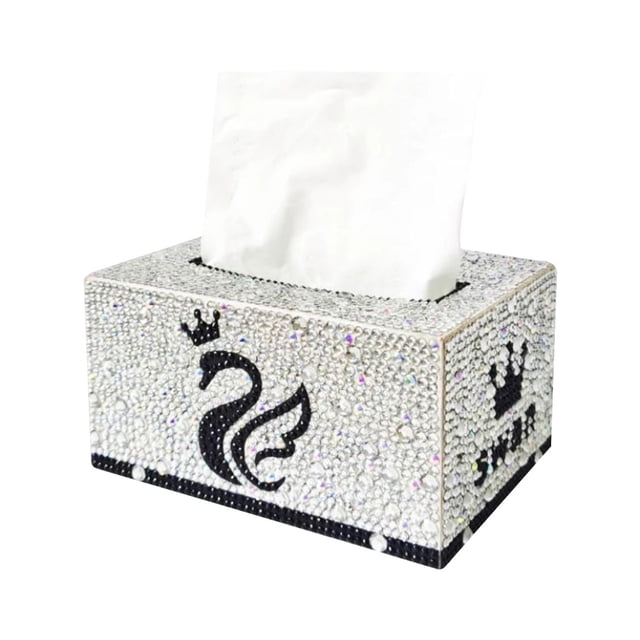 Caja de pañuelos de arte hecha a mano con dibujo de diamantes de imitación para decoración de hogar, oficina y coche Hugtrwg Para estrenar
