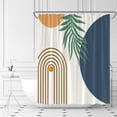 thumbnail image 2 of Boho Mid Century Modern Shower Curtain Abstract Tropical Leaves Arch Line Sun Blue Orange Geometry Minimalisti Fabric Bathroom Curtains Decor Set with Hook(72" WX72 H), 2 of 6