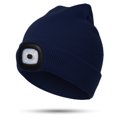 thumbnail image 1 of Gorro con luz LED para niños, regalo para niños y niñas, de invierno, suave, cálido, con luz, recargable por USB, 4 LED de alto brillo (azul marino), 1 of 8
