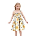 thumbnail image 1 of Robes pour Filles Bébé Tout-Petits Filles Été Imprimé Floral Robe à Bretelles Légère Décontractée avec Attaches Réglables pour Plage Robe Ado Fille Jaune 3 Ans-4 Ans, 1 of 6