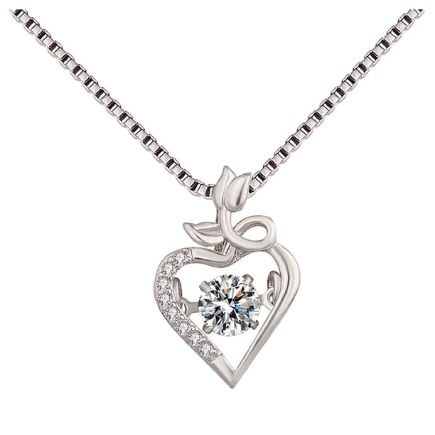 Collar de corazón para las mujeres golpeando collar de corazón brillante circonio Dancing collar de cadena ajustable para el Día de San Valentín niñas