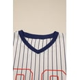 thumbnail image 6 of Women's Blue Stripe Graphic Lace Patchwork V Neck Top – Casual Spring Style for Daily Wear, XL, 6 of 11