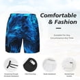 thumbnail image 3 of Sikiie Wolf Print Men's Double Layer Swimming Trunks, Adjustable Waistband and Pockets Sports Swimming Trunks, Beach Swimwear-Small, 3 of 6