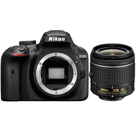 Nikon D3400 24MP Digital SLR Camera + 18-55mm f/3.5-5.6G VR AF-P DX Nikkor (Best 24mp Dslr Camera)