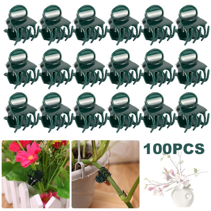100 Pcs Plastic Stem Clips Garden Mini Orchid Plant Stalks Flower Tools O8S4 