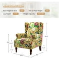 thumbnail image 7 of Wingback Accent Chair with Floral Pattern Set of 2, Traditional Fabric Armchair with Nailhead Trim Wooden Legs Living Room Bedroom Yellow, 7 of 7
