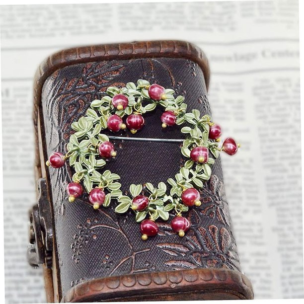 Vestido retro Broche Pin Incrustaciones de moda Perla Hojas de arándano Diseño Corona Ramillete Hoja de perla simulada Flor Broche Bufanda Clip Pasadores para mujeres Niñas 1