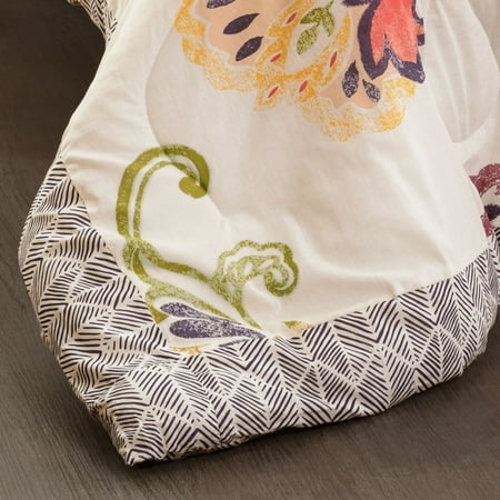 Aster Quilted Comforter Set (King) Coral&Navy 5pc - Lush Décor