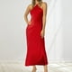 thumbnail image 2 of Vestido de noche de satén para mujer tallas grandes - Elegante cuello en V, diseño en la cintura, vestido de fiesta para bodas - Tallas XS-L, tejido con brillo lujoso, 2 of 5