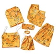 thumbnail image 2 of Jinhomg Women's Cute Silk Satin Pajamas Set Fall Cozy 7 Pcs Pjs Sets Outfits Long Sleeve Button Down Shirt and Cami, Pant, Shorts, Bag, Eye Masks, Hair Rings Yellow XL, 2 of 4
