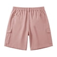 thumbnail image 4 of Bermuda Shorts Womens Knee Length Cargo Denim Mutiple Pockets Elastic Waist Long Jorts for Summer Casual Pink S, 4 of 6