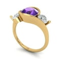 thumbnail image 2 of Three-Stone Engagement Ring for Women - 3.5ct Natural Amethyst in 14K Yellow Gold Promise Ring, 2 of 6