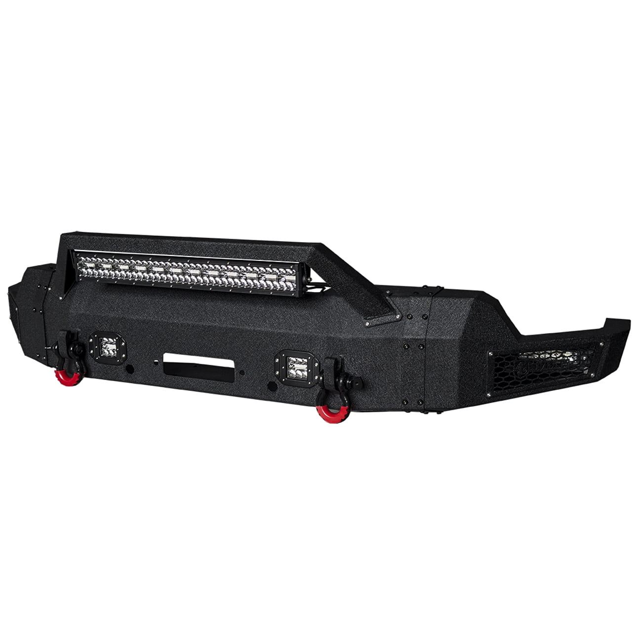 Vijay Compatible with 2022-2023-2024-2025-2026 Chevrolet Silverado 1500 Front Bumper Textured Black Steel with 5xLights and 2xD-rings