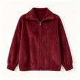 thumbnail image 3 of Velour Full Zip-Up Jackets For Women Full Vintage Stand Collar Long Sleeve Workout Casual Coats, Size S-XXL, 3 of 6