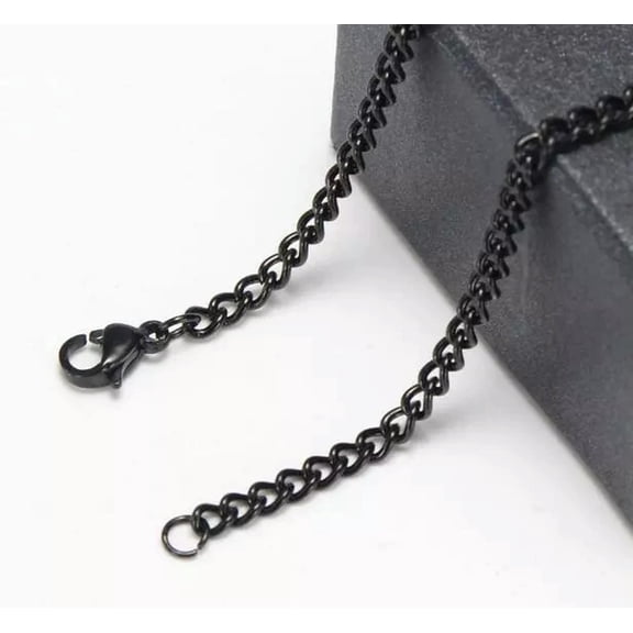 HOOUN 5pcs Lot in bulk Stainless steel Black thin 3mm Link Chain necklace 21.6''