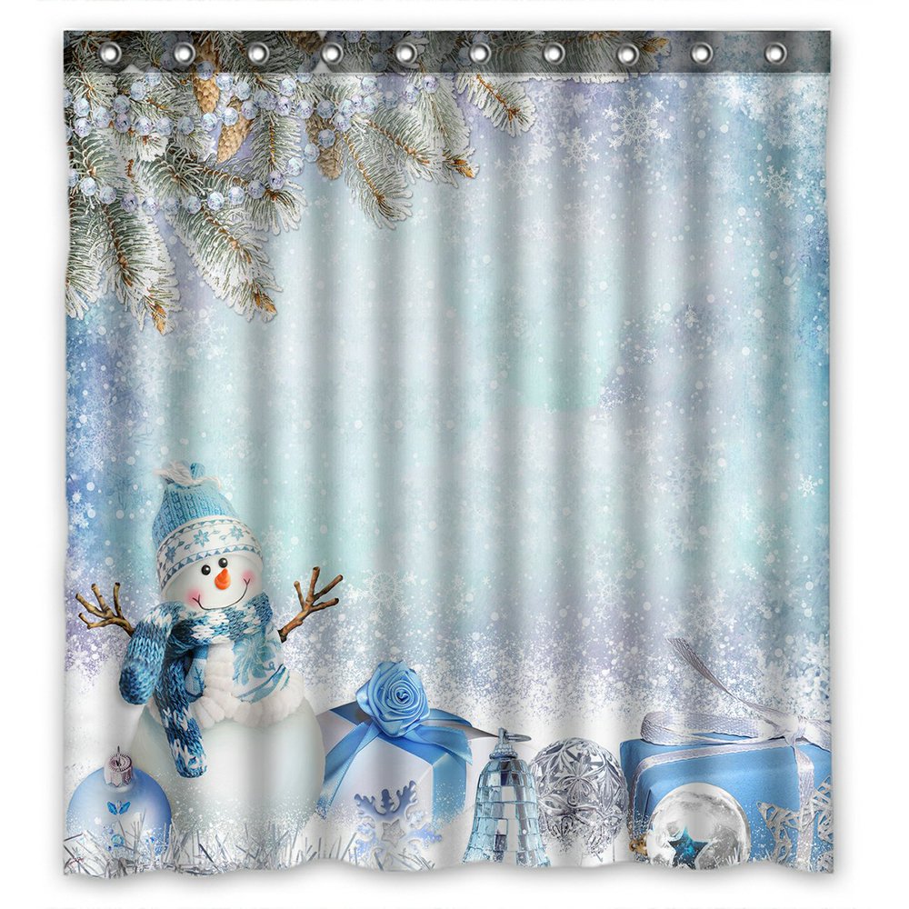 PHFZK Happy Festival Shower Curtain, Merry Christmas Cute Winter