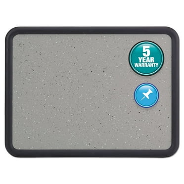Quartet Contour Granite Gray Tack Board, 48" x 36", Black Frame