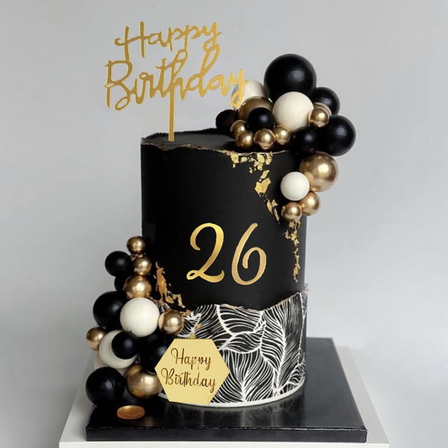 Adornos para tartas SONICEBUY, 48 unidades, bolas para hombre, color negro, dorado y blanco