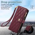 thumbnail image 5 of Allytechgroup for Samsung Galaxy Z Fold 7 Wallet Case, with Crossbody Shoulder Strap Hand Wrist Cards Holder Zipper Pocket RFID Blocking Shockproof Flip Cover Stand Snap Closure Phone Case, Winered, 5 of 9