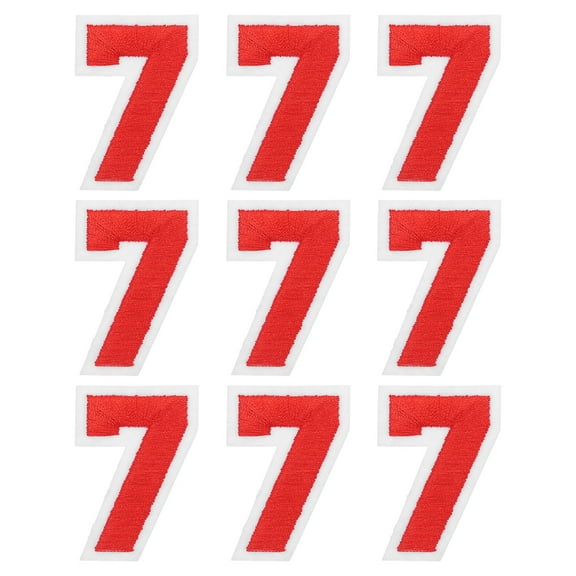 Uxcell Iron on Number Patches 2" Number 7 Embroidered Patch (Red, Pack of 9)