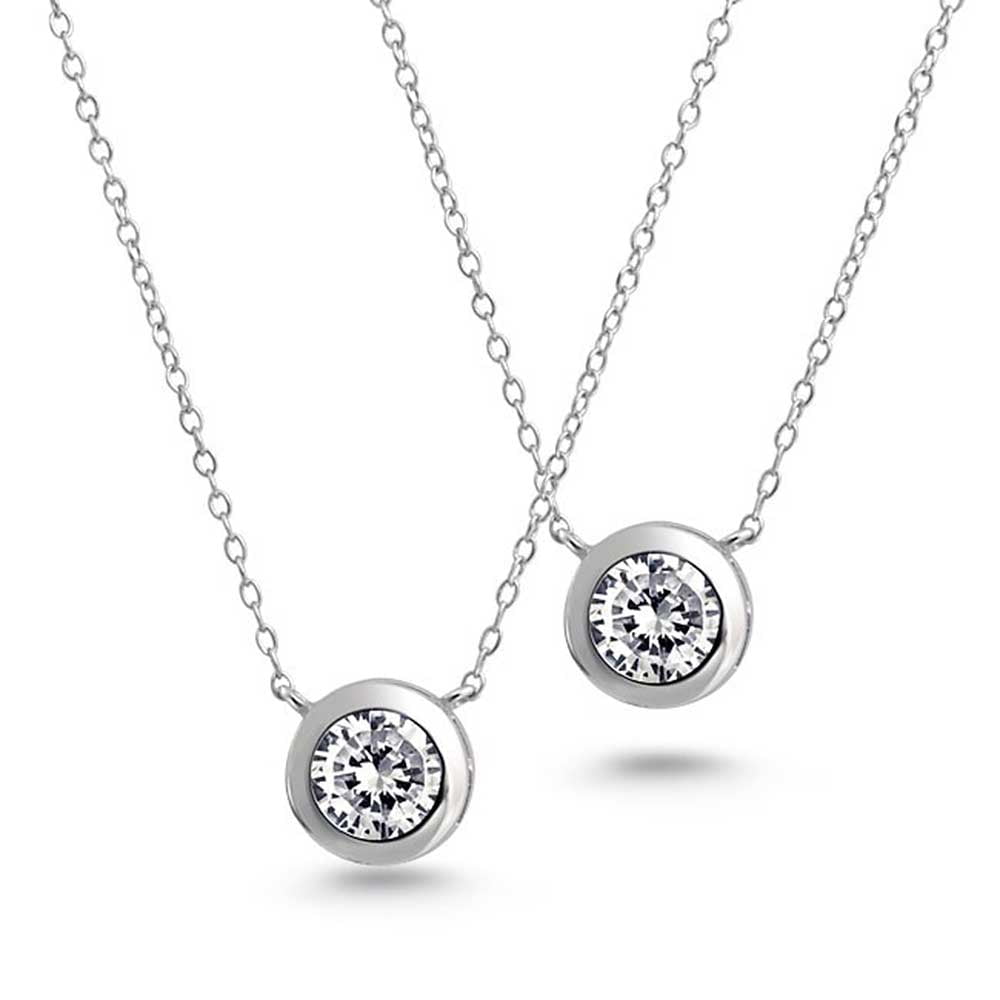 Set Of 2 1CT Solitaire Round Cubic 