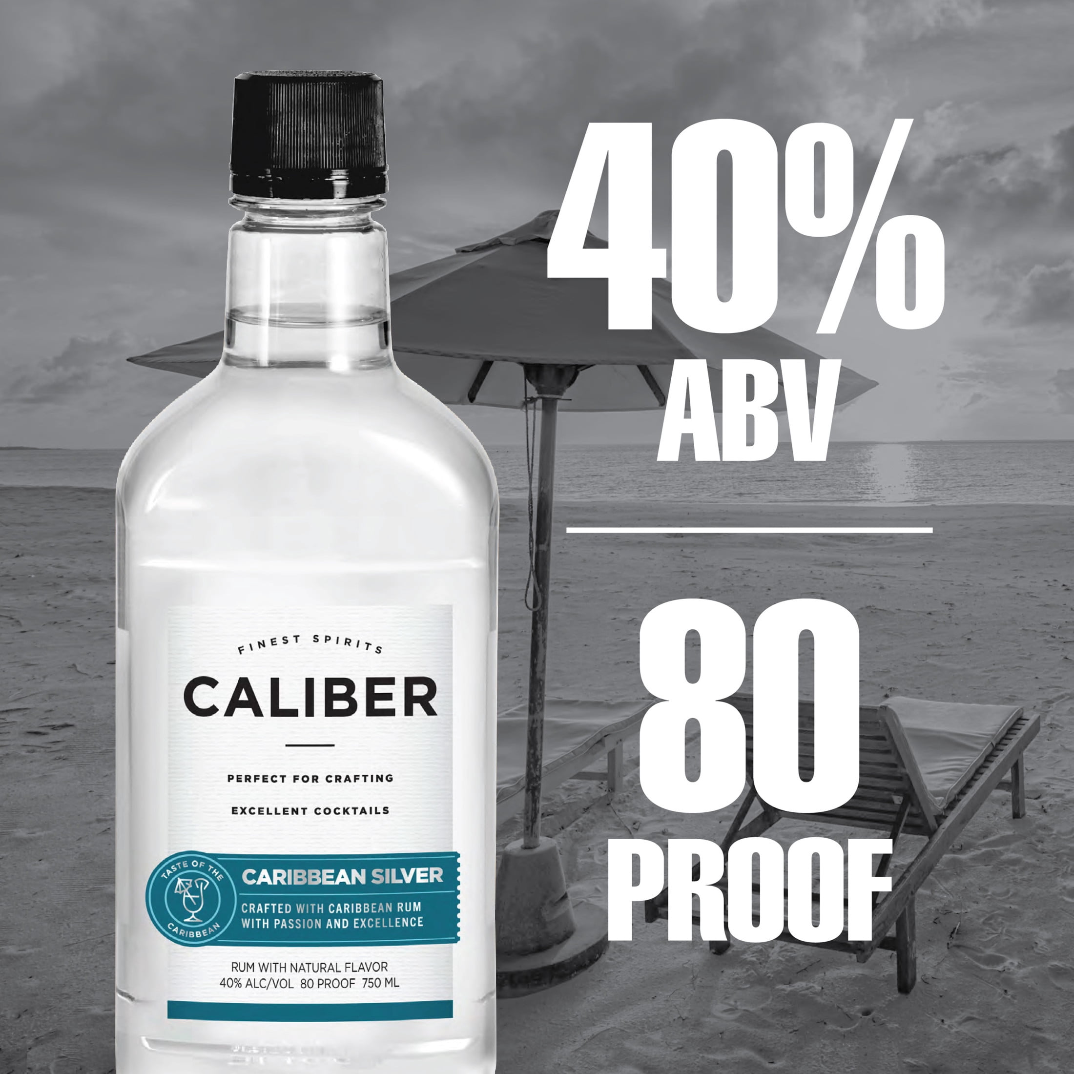 Caliber Caribbean Silver Rum, 750ml Bottle, 80 Proof