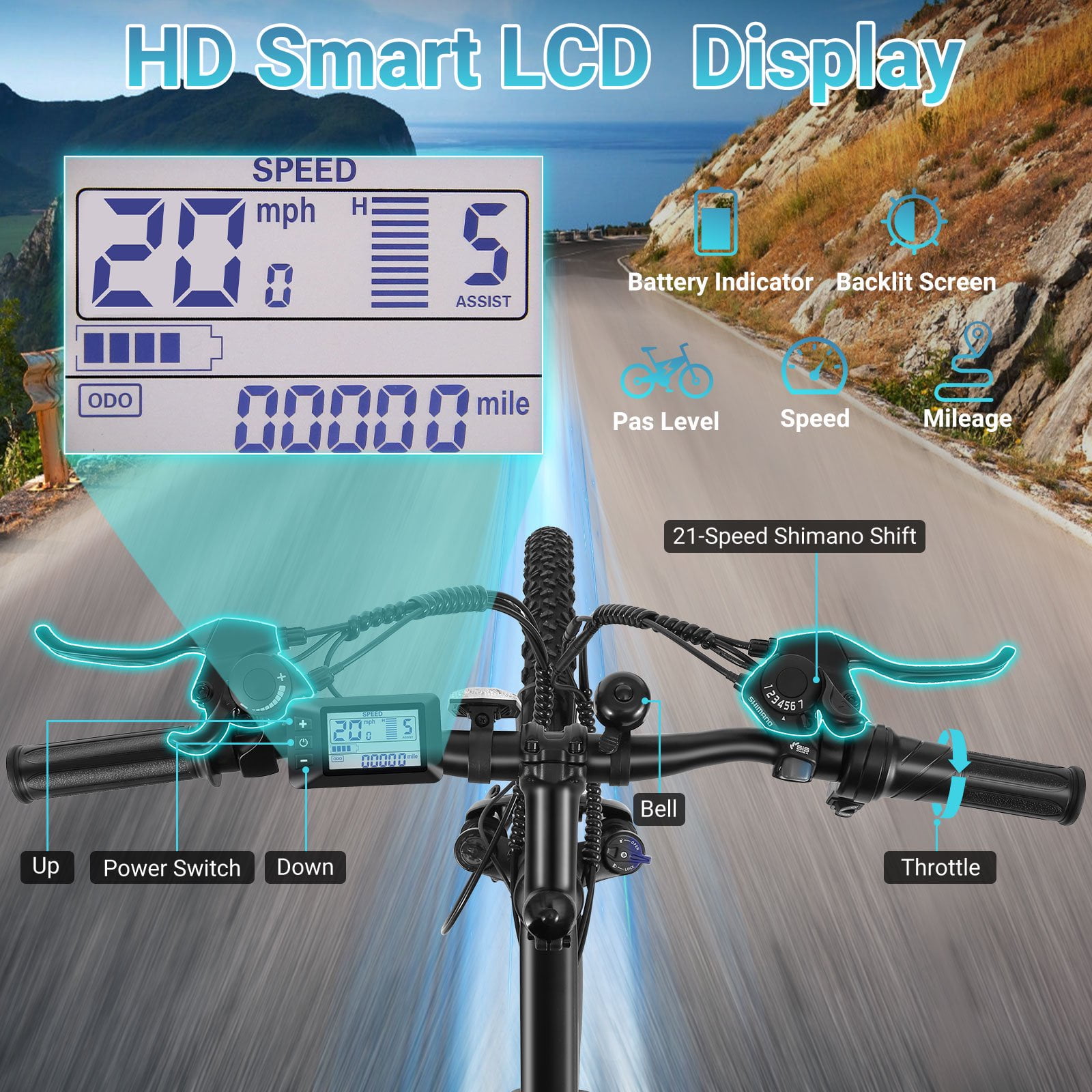 Gocio UL2849 Certified 26" Electric Bike for Adults, 750W Peak Motor, 48V 7.8Ah Battery, 20MPH Max Speed, Off-Road Mountain E-bike