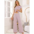 thumbnail image 2 of DARING DIVA Women's Pajama Sets Short Sleeve Ruffled Top Long Pants Lounge Sets XS Pink, 2 of 7