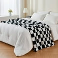 thumbnail image 3 of Checkered Throw Blanket for Couch, Soft & Cozy Fleece Flannel Blanket with Checkerboard Grid Home Decor, Checkered Black, 50x60 Inches, 3 of 7