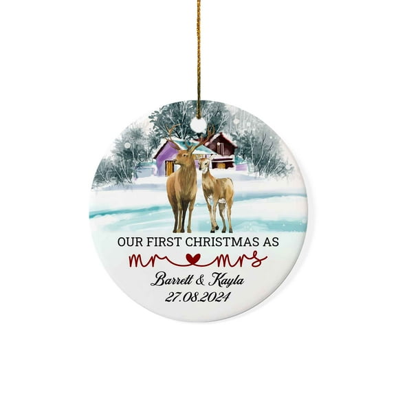 Customizaholic Personalized Christmas Ornaments, Couple Ornament, Just Married Gifts, Our First Christmas Married Ornament 2024, Engaged Gifts, Newly Wed Gifts For The Couple