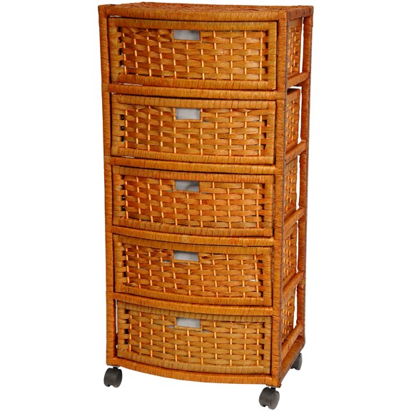 Red Lantern Honey Weave End Table with 5 Drawers