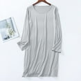 thumbnail image 2 of Tnhcen Women's Summer Long V-Neck Solid Color Modal Blend Sleepwear Dress | Nylon Spandex | M-4XL Mid-Thigh Loungewear, 2 of 9