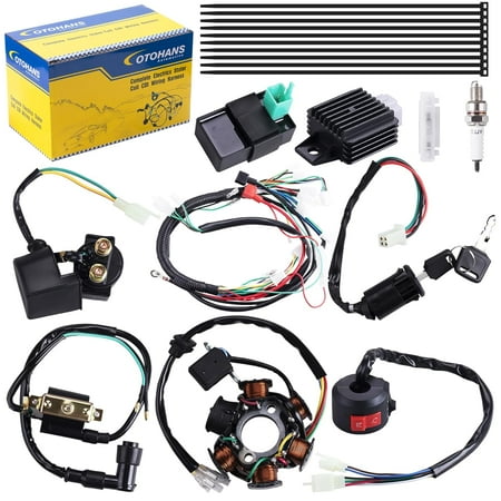 Complete Electrics Wiring Harness Coil Stator Solenoid Relay CDI Spark Plug for 4 Wheelers Stroke ATV