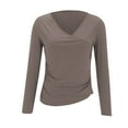 thumbnail image 5 of Womens T Shirts Womens V Neck Ruched Tops Wrap Shirts Summer Casual Fitted T Shirts 2026 Tops for Women, 5 of 6