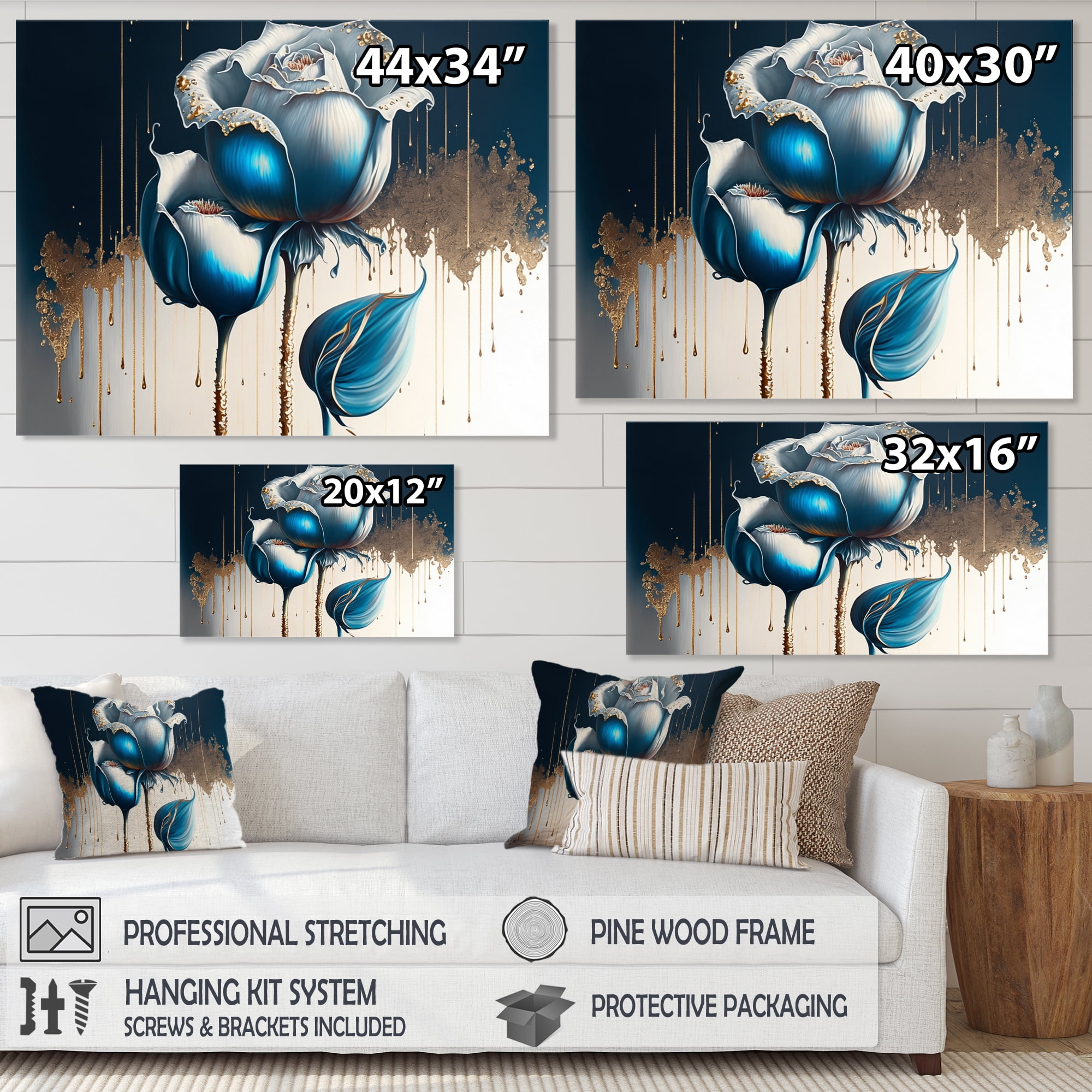 Designart Light Blue And White Cally Lillies I Canvas Wall Art
