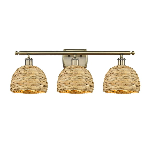 Innovations Lighting 516-3W-12-28 Woven Rattan Vanity Woven Rattan 3 Light 28" Wide Vanity