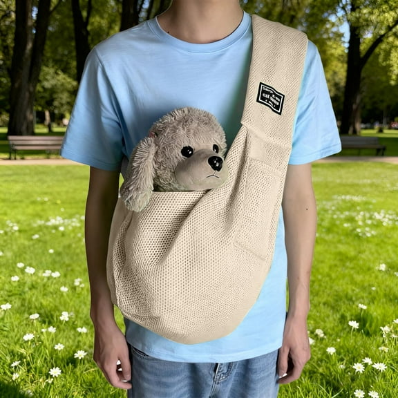 Adjustable Soft Pet Papoose Bag Reversible Design for Small Dogs Cats Carrier for Daily Outdoor Use An Excellent Surprise Gift for Active Pet Parents on The Move,Beige One Size