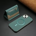 thumbnail image 4 of Allytechgroup 2-in-1 Magnetic Wallet Case for Apple iPhone 14 Plus, Detachable Card Holder with Zipper Pocket RFID Blocking Kickstand PU Leather Protective Flip Cover with 6 Slots, Green, 4 of 6