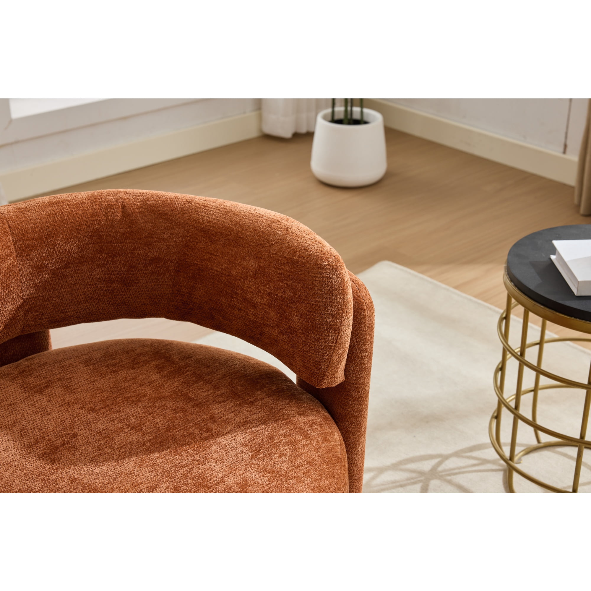 Accent Chair, Armchair, Boucle Chair&nbsp;Modern Upholstered Fabric Accent Armchair, Comfortable Leisure Single Sofa Chair for Living Room, Bedroom, Office, Orange