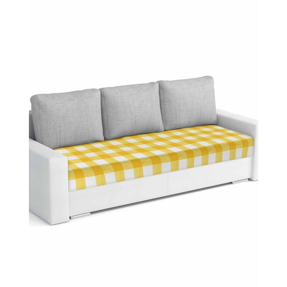 Yellow Couch Cushion Covers Stretch, Washable Sofa Seat Covers Individual Seat Cushion Sofa Slipcovers Country French Rustic Buffalo Plaid Modern Art Couch Cover Furniture Protector L-1PCS