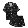thumbnail image 5 of Yuncity Halloween Pajama Women Sets Stylish Button Down Short Sleeve Lapel Shirt Pj Short Design With Decorative Pattern Fall Winter Soft Pajamas Sleepwear Black Xxl, 5 of 7