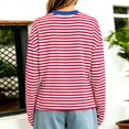 thumbnail image 4 of BOOMNY Womens Long Sleeve Tshirts Crew Neck Striped T-Shirt Loose Fall Tee Tops for Women, 4 of 5