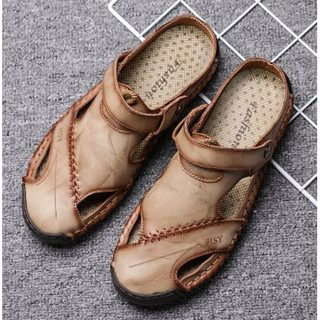 

Mens Leather Sandals & Slippers Hand Stitching Outdoor Summer Beach Shoes