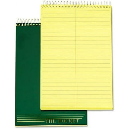Products - TOPS - Docket Steno Pad, Gregg Rule, 6 x 9, Canary, 100 Sheets/Pad - Sold As 1 Each - Heavy 60-pt. forest green cover. - Top-wire binding. - Letr-Trim perforations for clean removal.