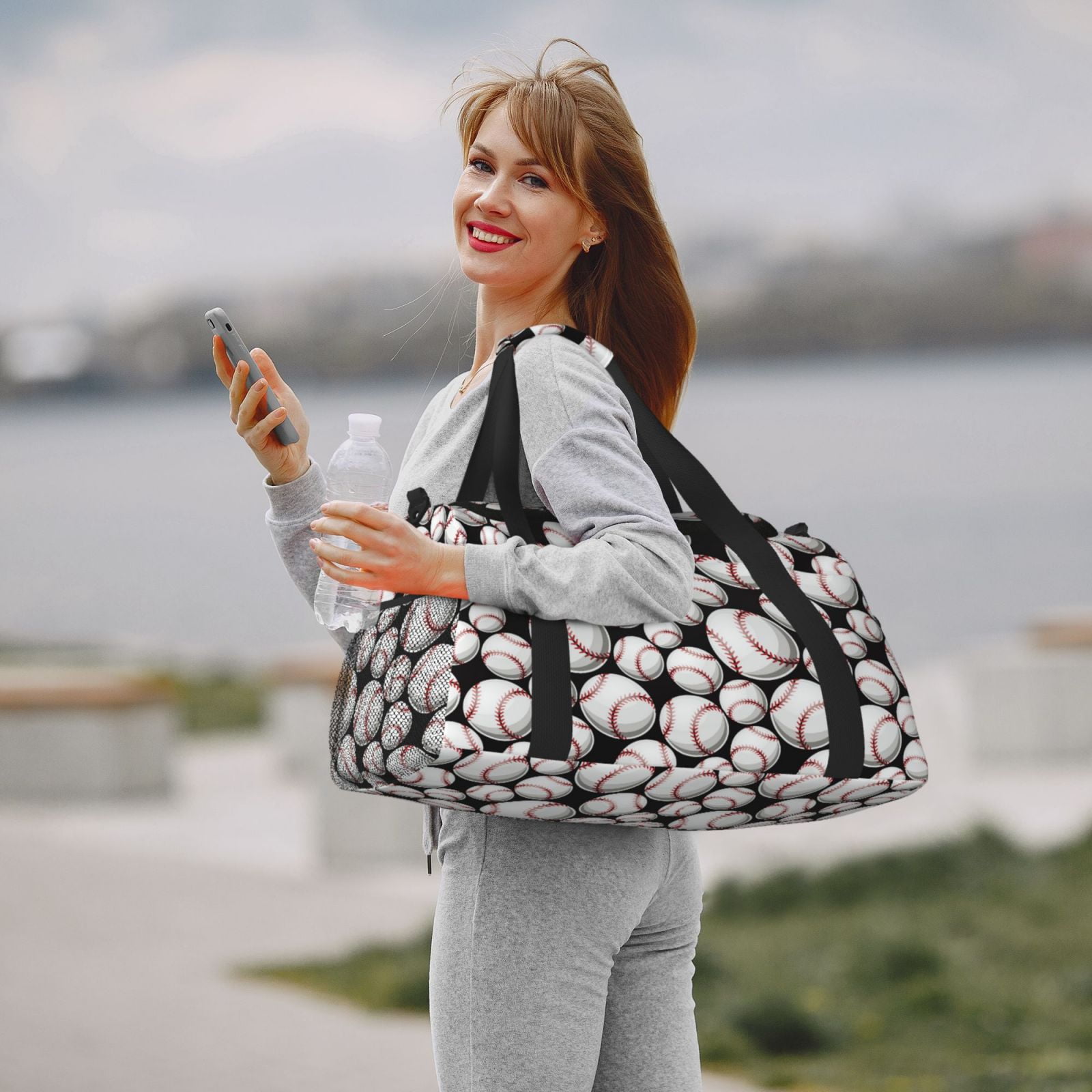 Horeoi Cute Baseball for Travel Duffle Bag with Adjustable Strap - Large Capacity Hand Carry for Gym Sports Outdoor